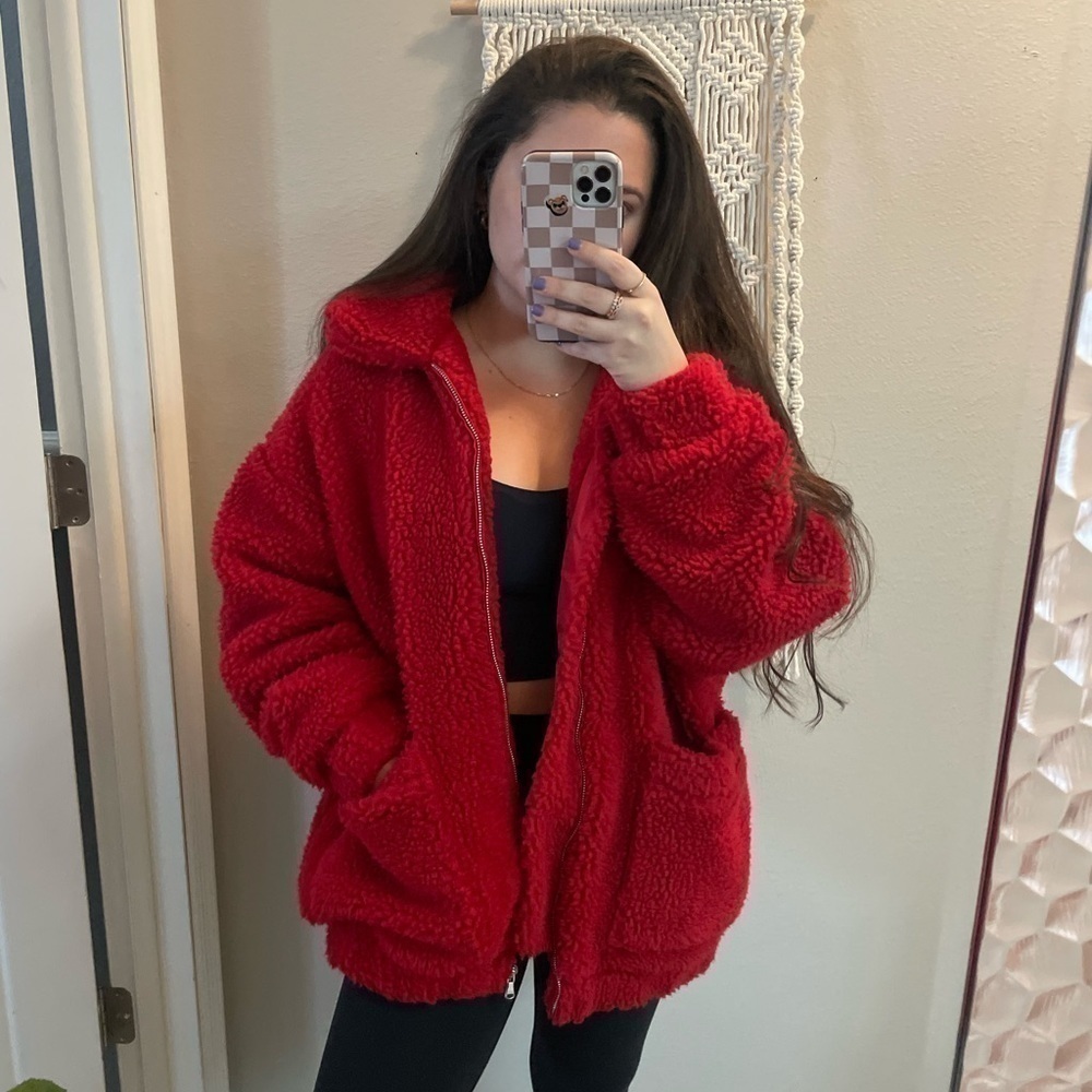 I.AM.GIA. Teddy Red Oversized Jacket - Picture 6 of 9